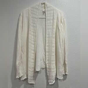 Jones New York White Linen Open Front Knit Cardigan size X-Large